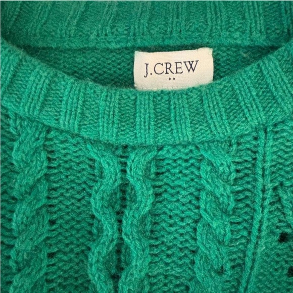 J. Crew Emerald Cable Knit Crew Neck Sweater - Picture 2 of 7